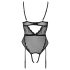 Cottelli - Open body met jarretels (zwart) - M