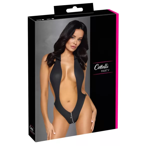 Cottelli Party - damesbody met kraag - zwart - M/L