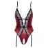 Abierta Fina - open body met jarretels - zwart/rood - lingerie