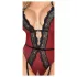 Abierta Fina - open body met jarretels - zwart/rood - lingerie - L