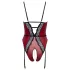Abierta Fina - open body met jarretels - zwart/rood - lingerie - L