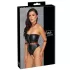 Cottelli Bondage - glanzende body + arm- en halsfixatie (zwart) - M
