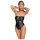 Cottelli Bondage - glanzende body + arm- en halsfixatie (zwart) - L