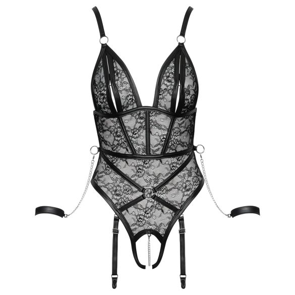 Cottelli Bondage - open body met boeien - zwart - M