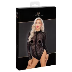 Noir - luipaardprint lange mouwen body (zwart) - M