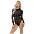 Noir - luipaardprint lange mouwen body (zwart) - M