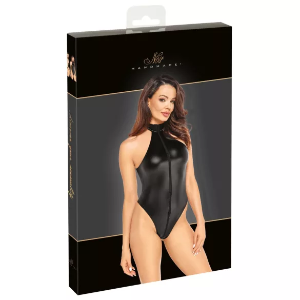Noir - glanzende body met halternek (zwart)