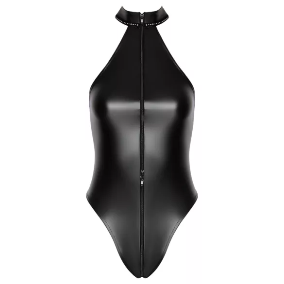 Noir - glanzende body met halternek (zwart)