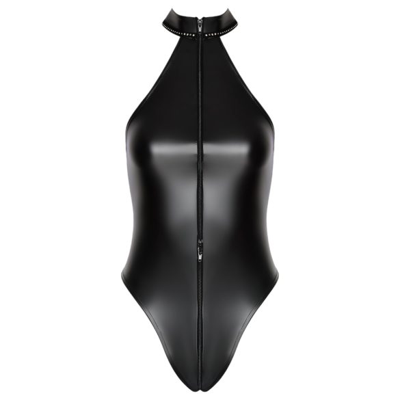 Noir - glanzende body met halternek (zwart) - M