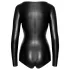Noir - dames body - lange mouw - glanzend zwart