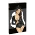 Noir - dames body - lange mouw - glanzend zwart - M