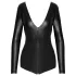 Noir - dames body - lange mouw - glanzend zwart - M