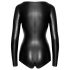 Noir - dames body - lange mouw - glanzend zwart - M