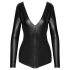 Noir - dames body - lange mouw - glanzend zwart - XL