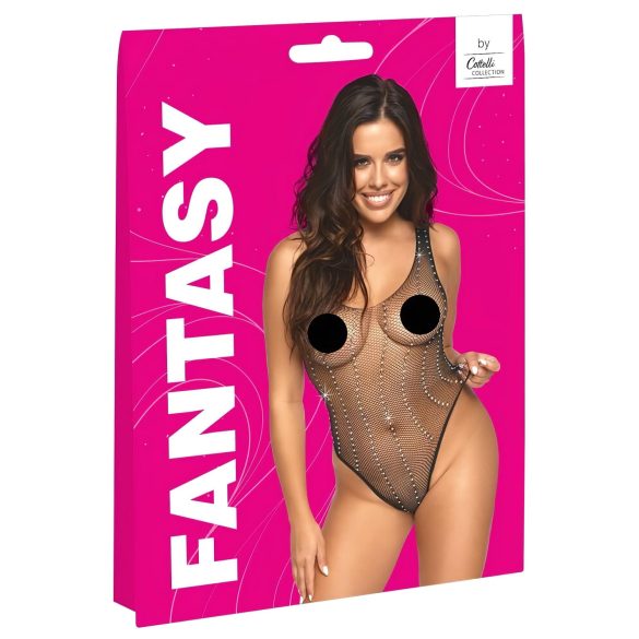 Cottelli - net body met strass steentjes - zwart - S-L