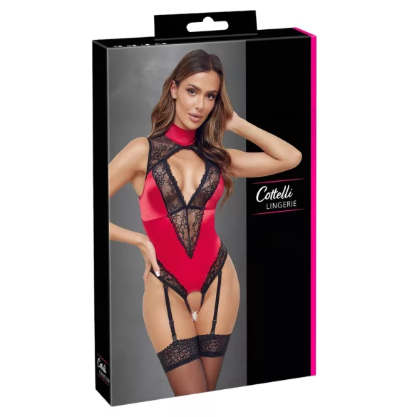 Cottelli - kanten body met halternek - rood
