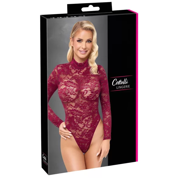 Cottelli - doorzichtig kanten body (rood)