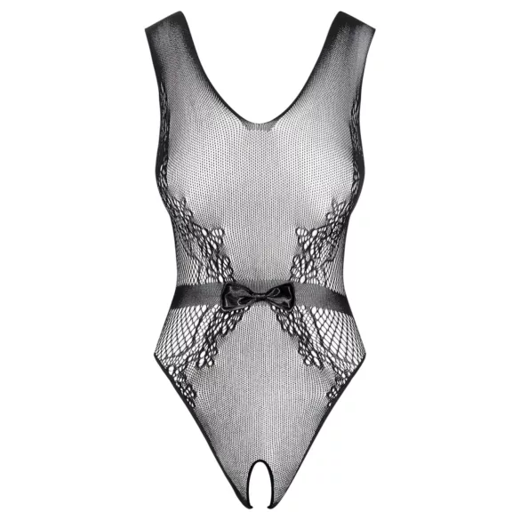 Obsessive - opengebreide body met bloemmotief (zwart)