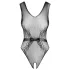 Obsessive - opengebreide body met bloemmotief (zwart)