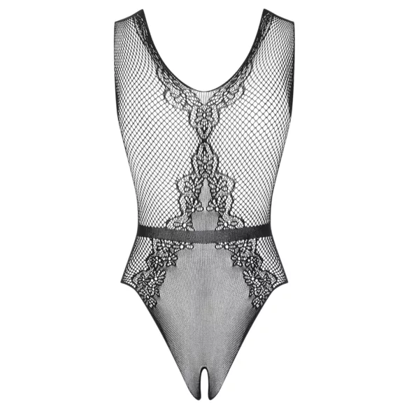 Obsessive - opengebreide body met bloemmotief (zwart)