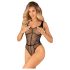 Obsessive - open mesh bodysuit - transparant - zwart - S-L