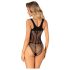 Obsessive - open mesh bodysuit - transparant - zwart - S-L