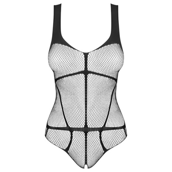 Obsessive - open mesh bodysuit - transparant - zwart - S-L