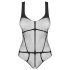 Obsessive - open mesh bodysuit - transparant - zwart - S-L
