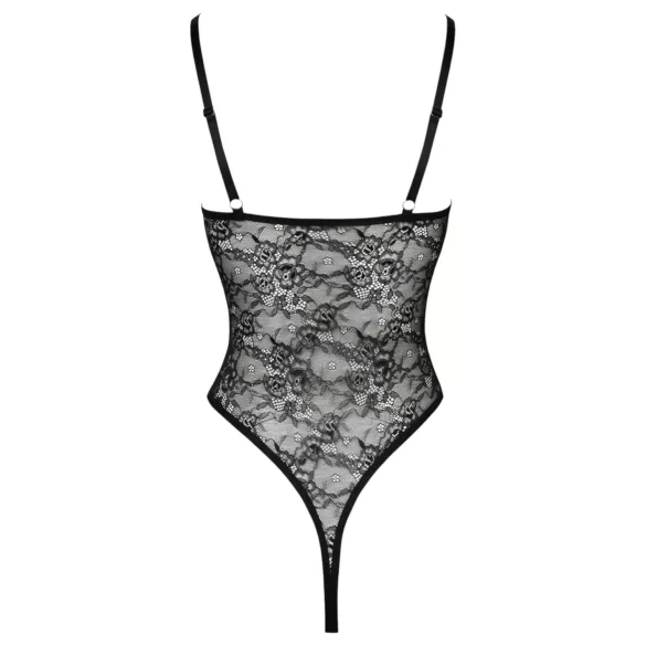 Cottelli - transparant open kanten body - zwart - XL