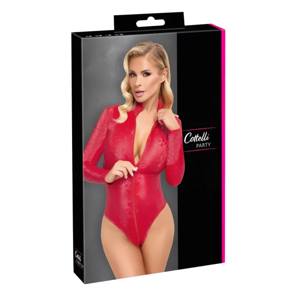 Cottelli - body lingerie - slangenprint - rood - L