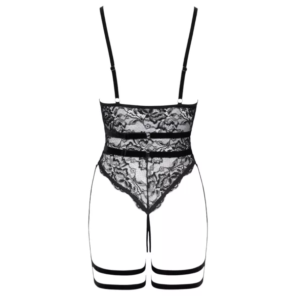 Cottelli - open bodysuit met bandjes - zwart - L