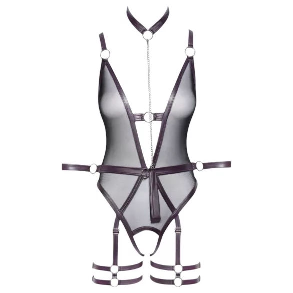 Cottelli Bondage - open body en armbanden (donkerpaars)