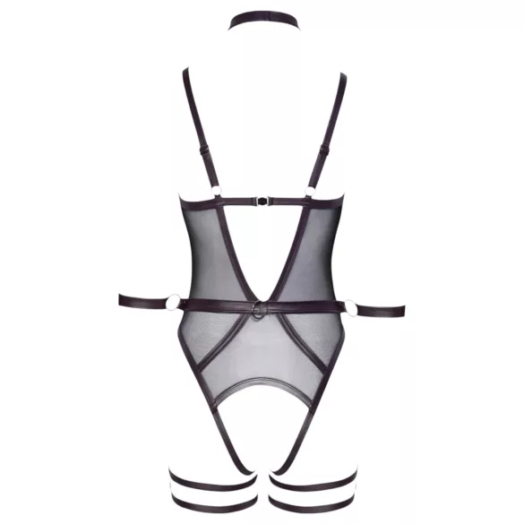Cottelli Bondage - open body en armbanden (donkerpaars) - XL