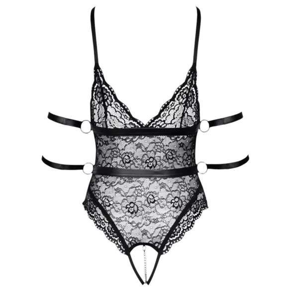 Cottelli Bondage - open kanten body - zwart - M