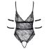 Cottelli Bondage - open zwart kanten body - L