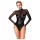 Noir - bodysuit - transparant inzetstuk - glanzend zwart