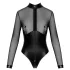 Noir - bodysuit - transparant inzetstuk - glanzend zwart