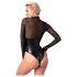 Noir - Glanzend Body met Transparante Inzet (Zwart) - M