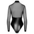 Noir - Glanzend Body met Transparante Inzet (Zwart) - XL