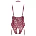Cottelli Curves - lingerie body met ketting - kant - rood - 2XL