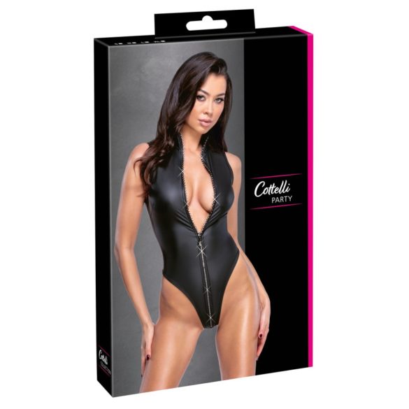 Cottelli - dames body - glanzend effect - zwart - M