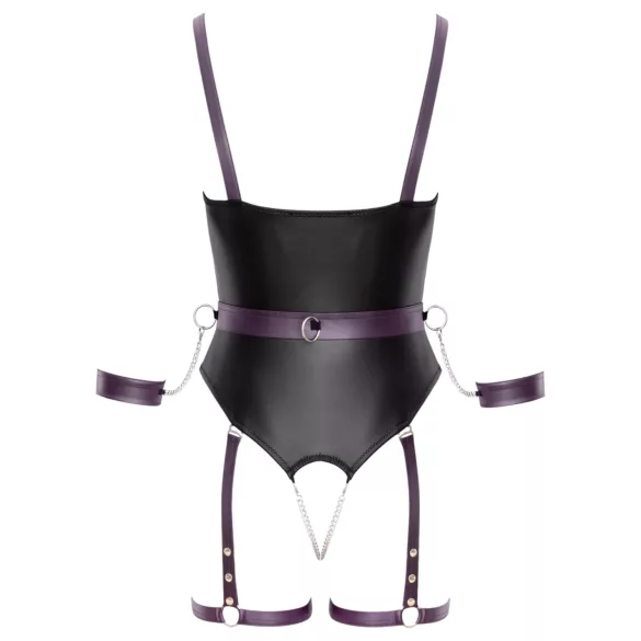 Cottelli - open bondage body met boeien - zwart - M