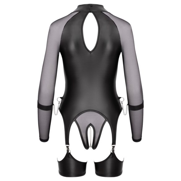 Cottelli Bondage - transparant top met handboeien - zwart