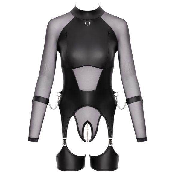 Cottelli Bondage - transparant top met handboeien - zwart - M