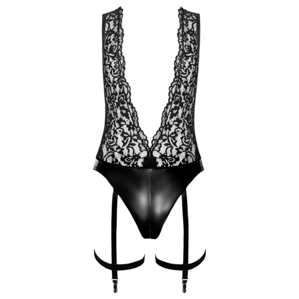 Noir Libido - body met jarretels - kant - zwart