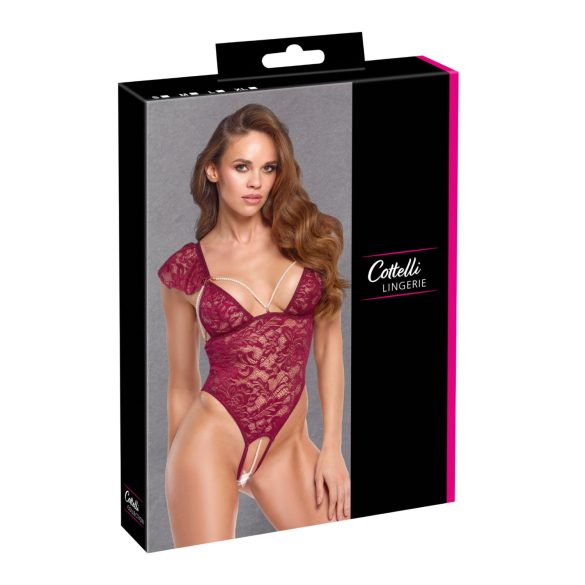 Cottelli - kanten body met parels (rood)