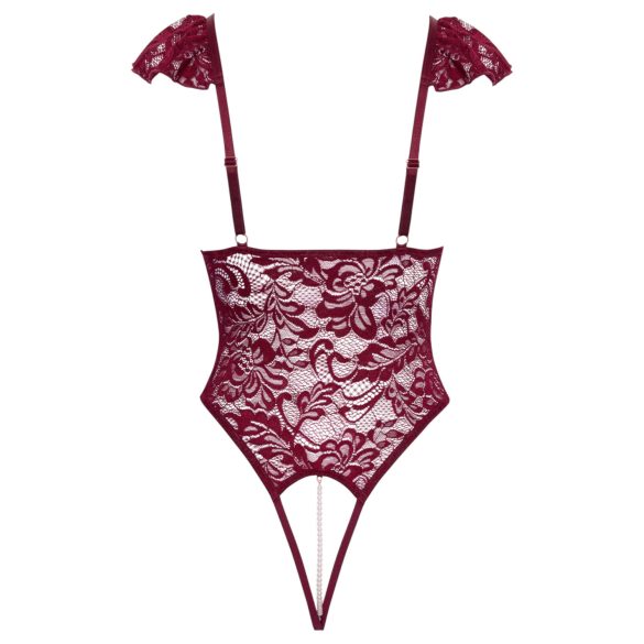 Cottelli - kanten body met parels (rood)