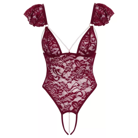 Cottelli - kanten body met kralen (rood) - L