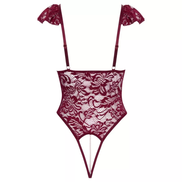 Cottelli - kanten body met kralen (rood) - L