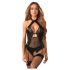 Obsessive Dominna - dames body - transparant glanzend - zwart